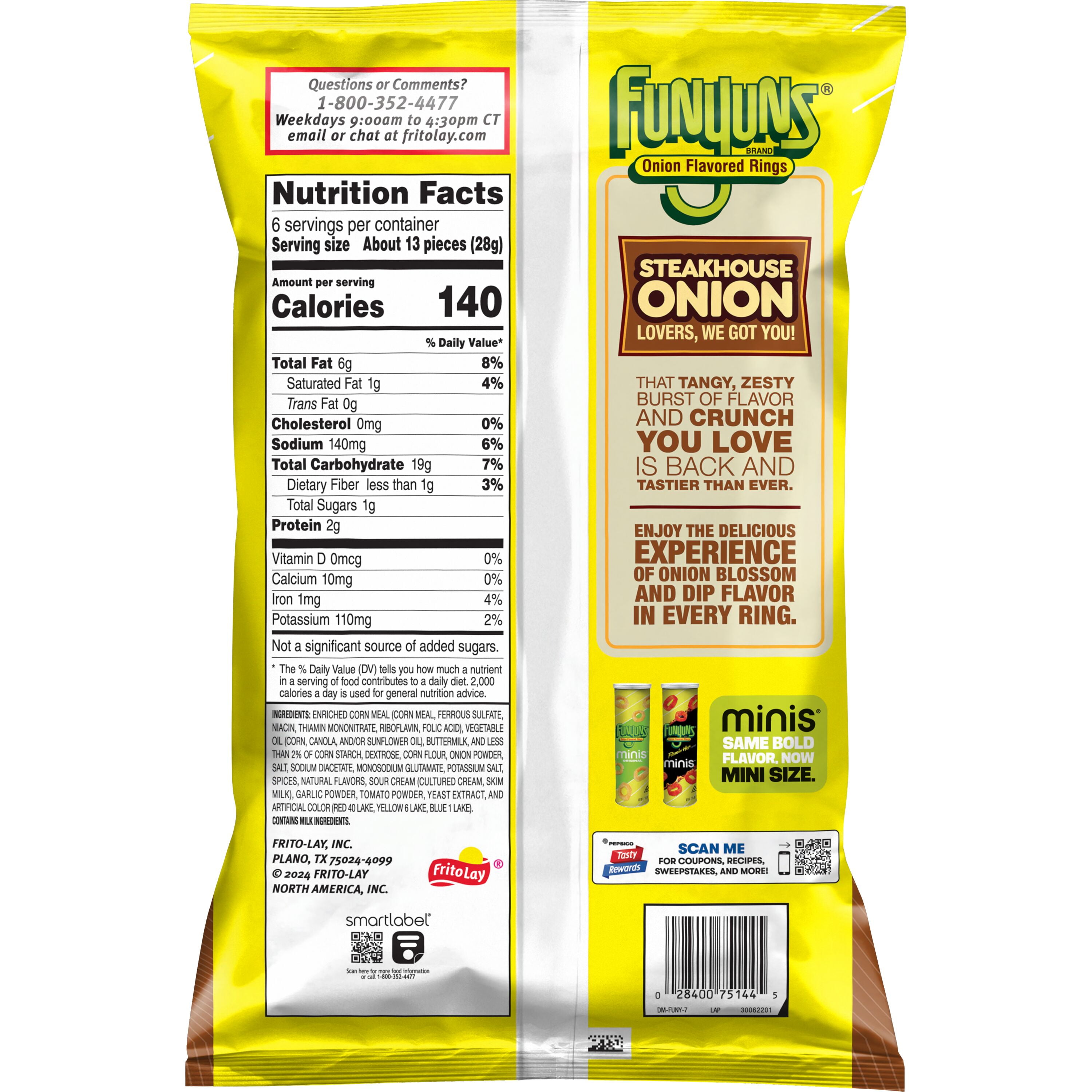 Funyuns Steakhouse Onion Flavored Rings, 6 oz Bag