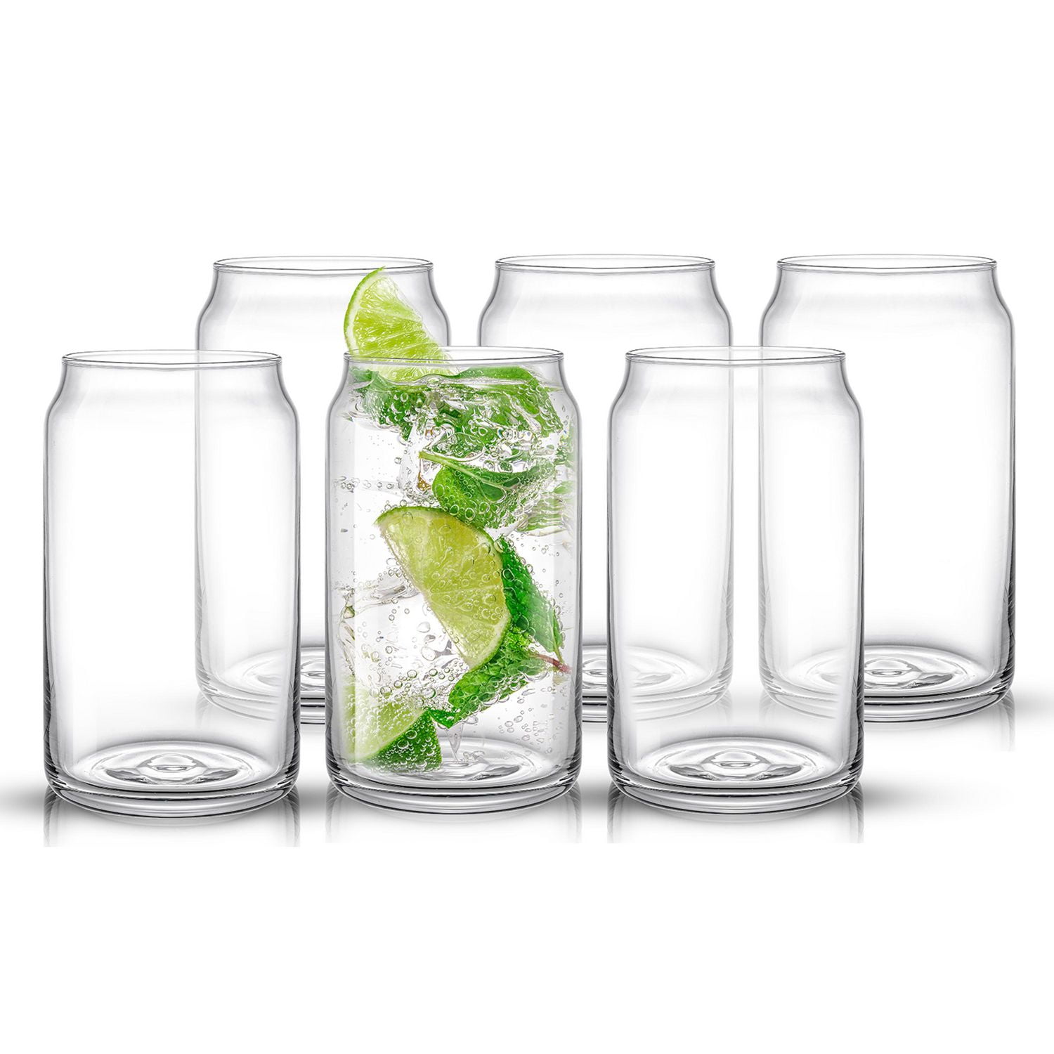 Classic Can Shaped Tumbler Drinking Glass Cups - 17 oz - Set of 6
