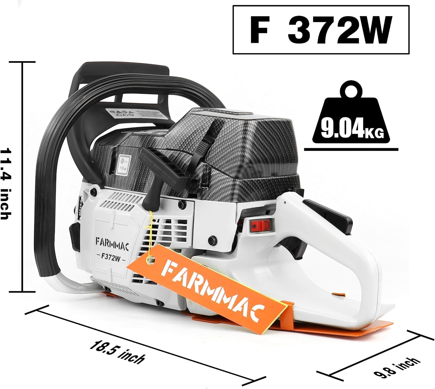 71cc Gas Chainsaw with 28 Inch Solid Bar Motosierra De Gasoline Powered Chain Saw 2-Cycle 4.1KW 5.5HP for Professional Logging Work FARMMAC 372W All Parts Compatible with Husqvarna 372X