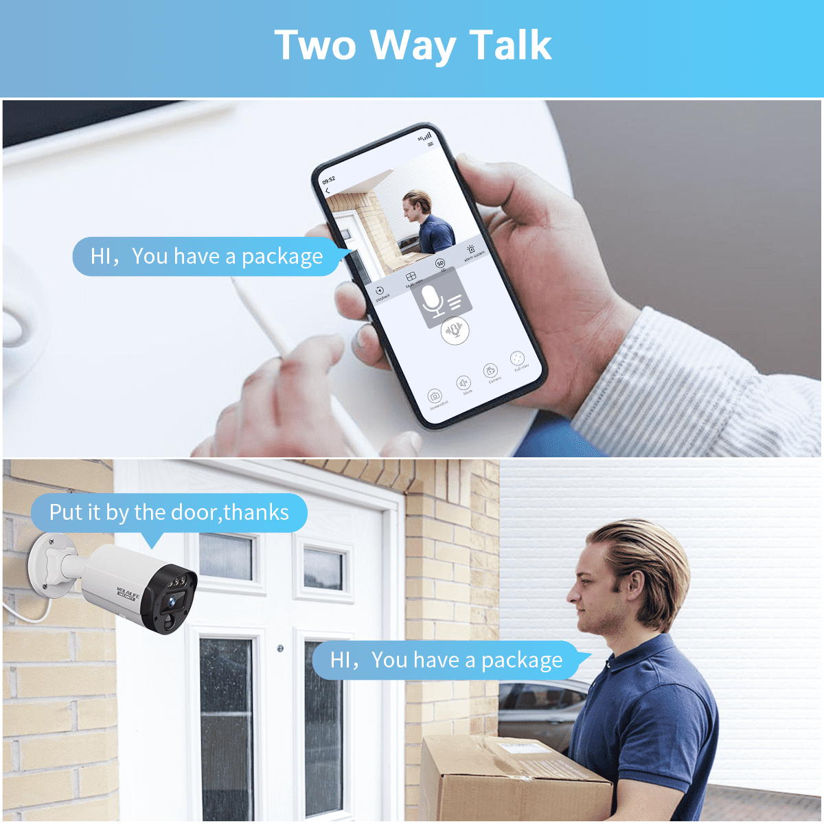 WEILAILIFE 5MP POE Security Camera System, 4-Channel NVR with 500GB HDD, PIR Motion Detection