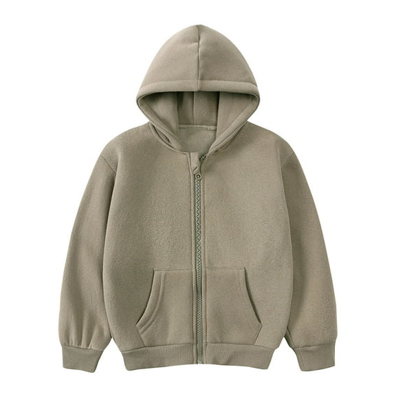 Spazoro Toddler Boys Sweatshirts, Long Sleeve Solid Color Fall Winter Hooded Tops for Kids Childs Boys Girls Gray Size 7-8T