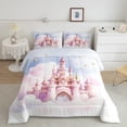thumbnail image 1 of Erosebridal Princess Castle Bedding Twin Comforter Set, Light Pink Down Comforter, Cartoon Cloud Star Decor, Reversible 2-Piece, 1 of 8