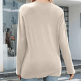 thumbnail image 4 of Camisa de mujer camisetas de manga larga cuello pico tops plisados túnica, 4 of 5