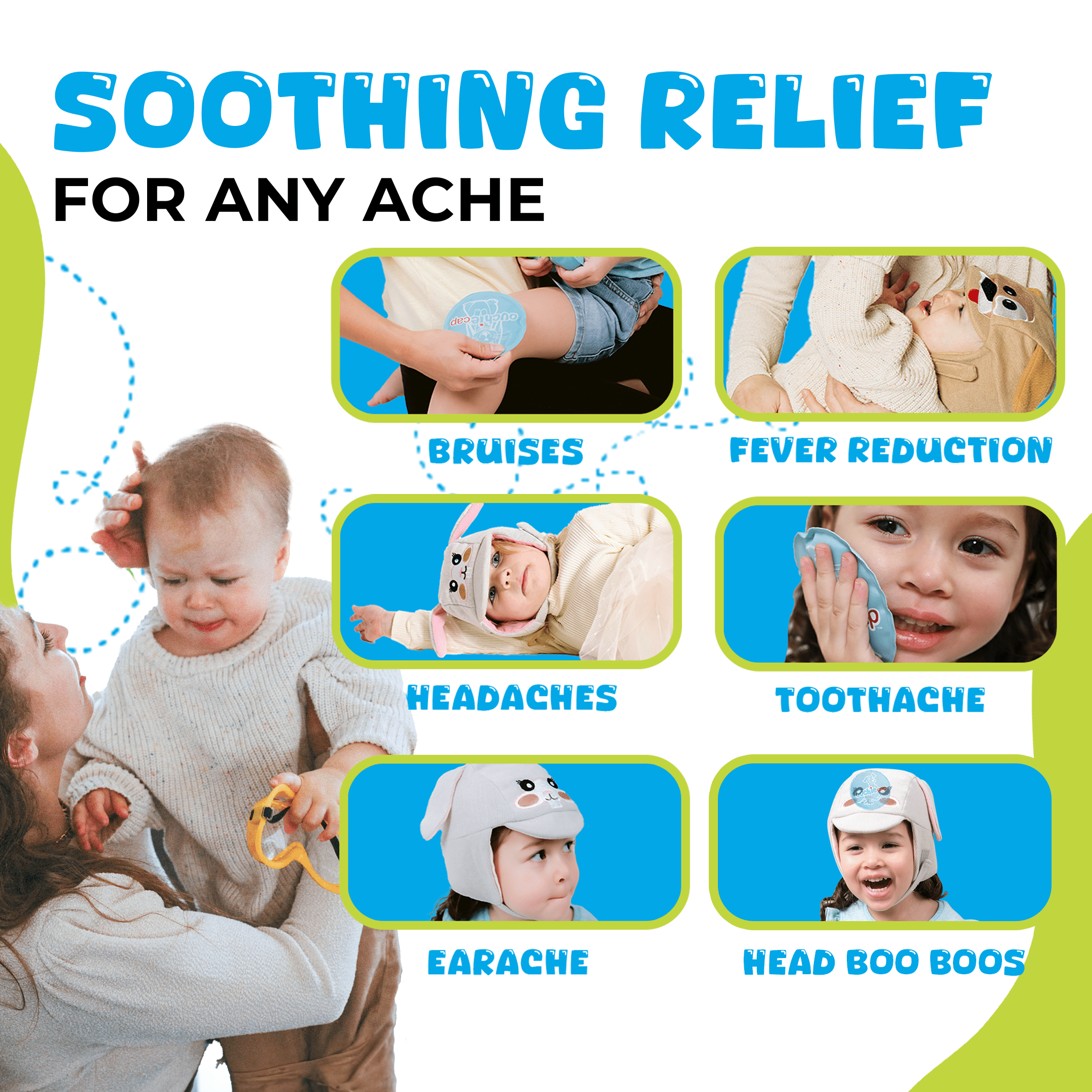 Ouchie Cap Kids Ear Ache Relief Cap, Hot/Cold Therapy