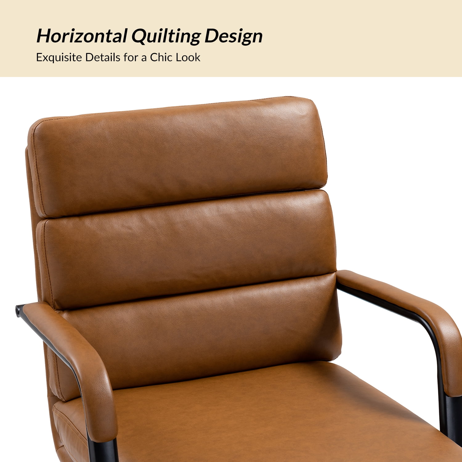 Ergonomic Office Chair Faux Leather Desk Chair Executive Swivel with High Back and Padded Cushion Camel