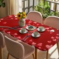 thumbnail image 3 of Valentine's Cardinal Table Cloths for 3 Foot Rectangle Tables, Red Love Heart Birds Branch Patio Waterproof Elastic Fitted Tablecloths, Washable Rectangular Table Cover for Camping, 3 of 8