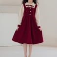 thumbnail image 2 of EnJoCho Teen Girls Long Sleeve Midi Dress Summer Ruffl𝖾s A-Lined Sundress Kids Button Pleated Casual Elegant Shirt Dress, 2 of 9