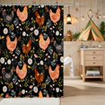 thumbnail image 2 of Erosebridal Rooster Shower Curtain 72Wx84L for Girls, Black Wildflowers Waterproof Bathroom Shower Curtain, 2 of 5