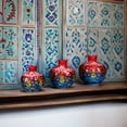 thumbnail image 1 of Handmade Turkish Ceramic Pomegranate Vase Set - 3-Piece Colorful Decorative Accents for Home, Tabletop, Shelf, or Gift Vases, 1 of 4