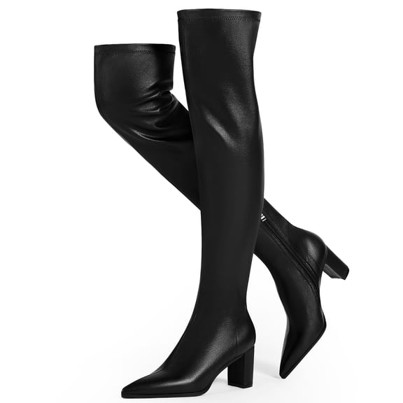 Black Stretch Thigh High Boots for Women Over The Knee Dress Boots