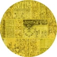 thumbnail image 1 of Ahgly Company Machine Washable Indoor Round Patchwork Yellow Transitional Area Rugs, 5' Round, 1 of 4