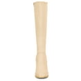 thumbnail image 2 of BLISSFUL STEP Valentine's Women's Knee High Boots Side Zipper Faux Suede Block Chunky Heels Beige 8.5, 2 of 7