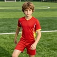 thumbnail image 3 of Maillots de Soccer pour Garçons Respirants Tenue de Soccer 2 Pcs Manches Courtes Shorts Rouges Ensembles Athlétiques Garçons Filles Taille 7-8 Ans Ensembles Courts, 3 of 6