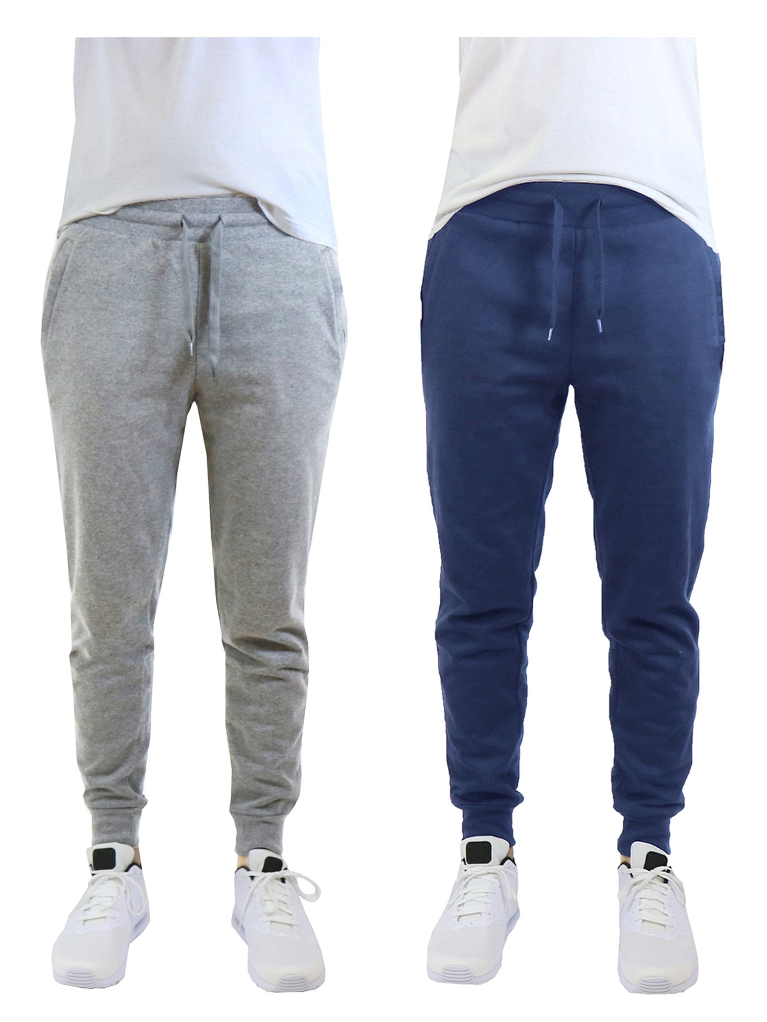 Mens Fleece Jogger Sweatpants With Zipper Pockets (2-Pack) - Walmart.com