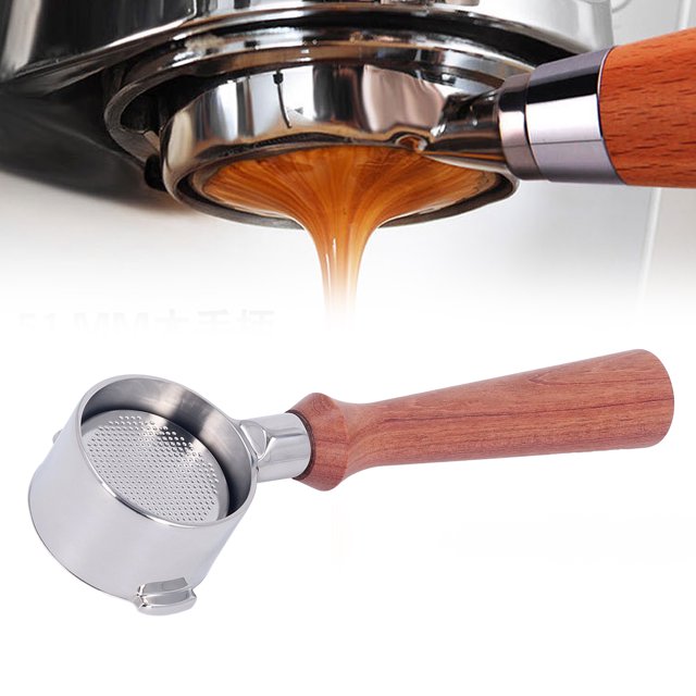Portafiltre 51mm 2 Oreilles Poignée de Café Sans Fond en Acier Inoxydable Adapté pour ECO310