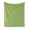 thumbnail image 1 of Flower Soft Flannel Fleece Blanket, Illustration with Chameleon on Branches Hearts and Flowers on Pale Backdrop, Cozy Plush for Indoor and Outdoor Use, 70" x 90", Mustard Cream Green, by Ambesonne, 1 of 6