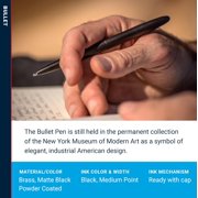 Fisher Space Pen Bullet Pen, Ballpoint, Brass, Matte Black, Black Ink, Gift Box