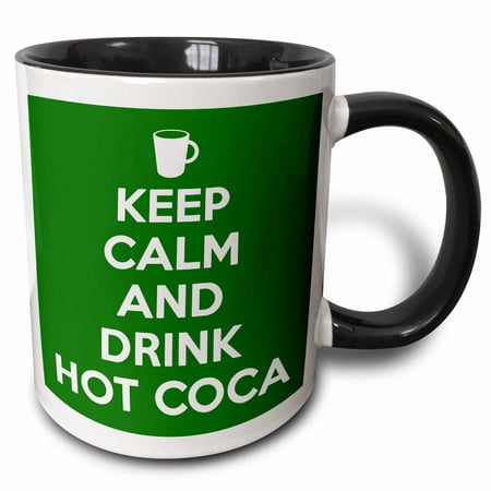 3dRose Keep calm and drink hot cocoa. Green. - Two Tone Black Mug,