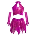 thumbnail image 2 of TTAO Sparkly Sequins Jazz Dance Skirt Set for Girls Metallic Hip Hop Dance Crop Top with Skirt & Tassel Gloves Hot Pink 16, 2 of 7