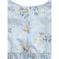 thumbnail image 5 of Caoirhny Baby Romper with Hairband, Kids Floral Print Round Neck Fly Sleeve Bodysuit+ Headband for Summer, Blue/Yellow, 0-24 Months, 5 of 6