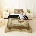 thumbnail image 2 of Feelyou Rustic Wood Plank Bass Fish Twin Comforter Sets for Men, Wooden Outdoor Lake Marine Bedding Set, Brown, Black Reversible, 2-Piece, 2 of 6