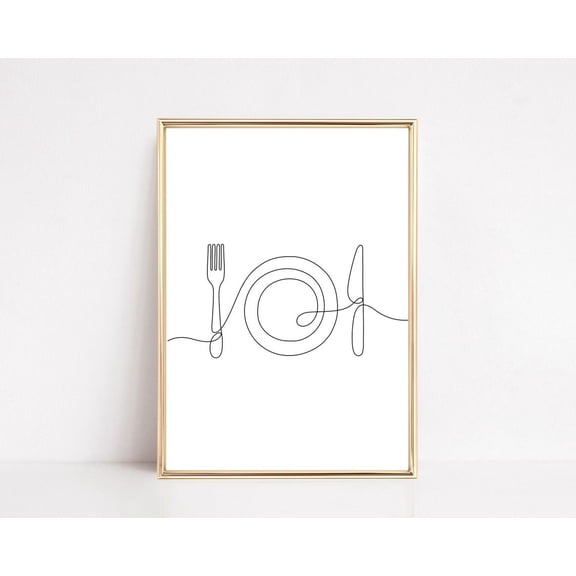 kitchen wall art | kitchen decor | line art | kitchen print | kitchen art print | home decor | dining room wall decor |, Unframed Paper Poster 8x10in