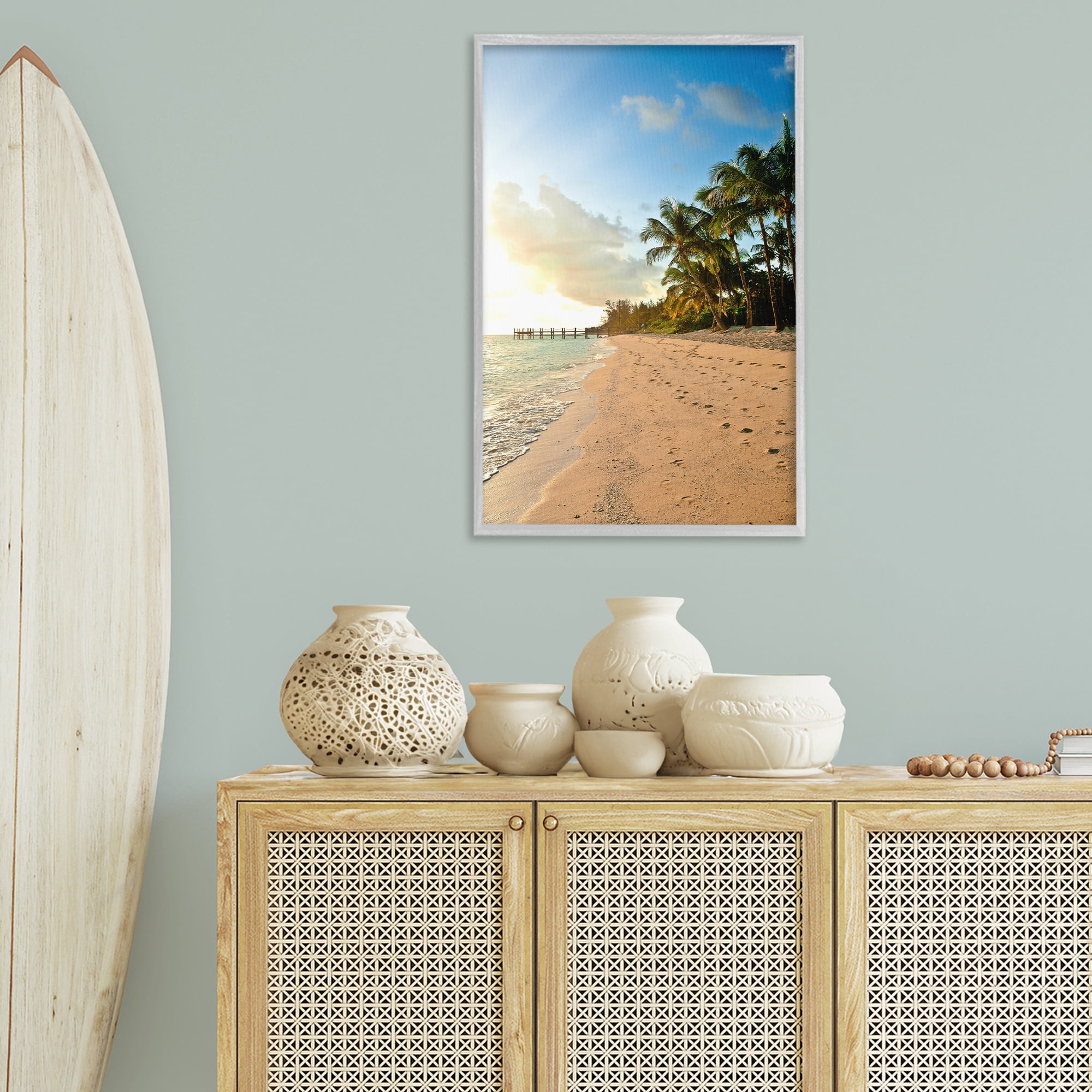 Stupell Industries Sandy Footprints Shore Coastal Photography Gray Framed Art Print Wall Art, 20 x 30