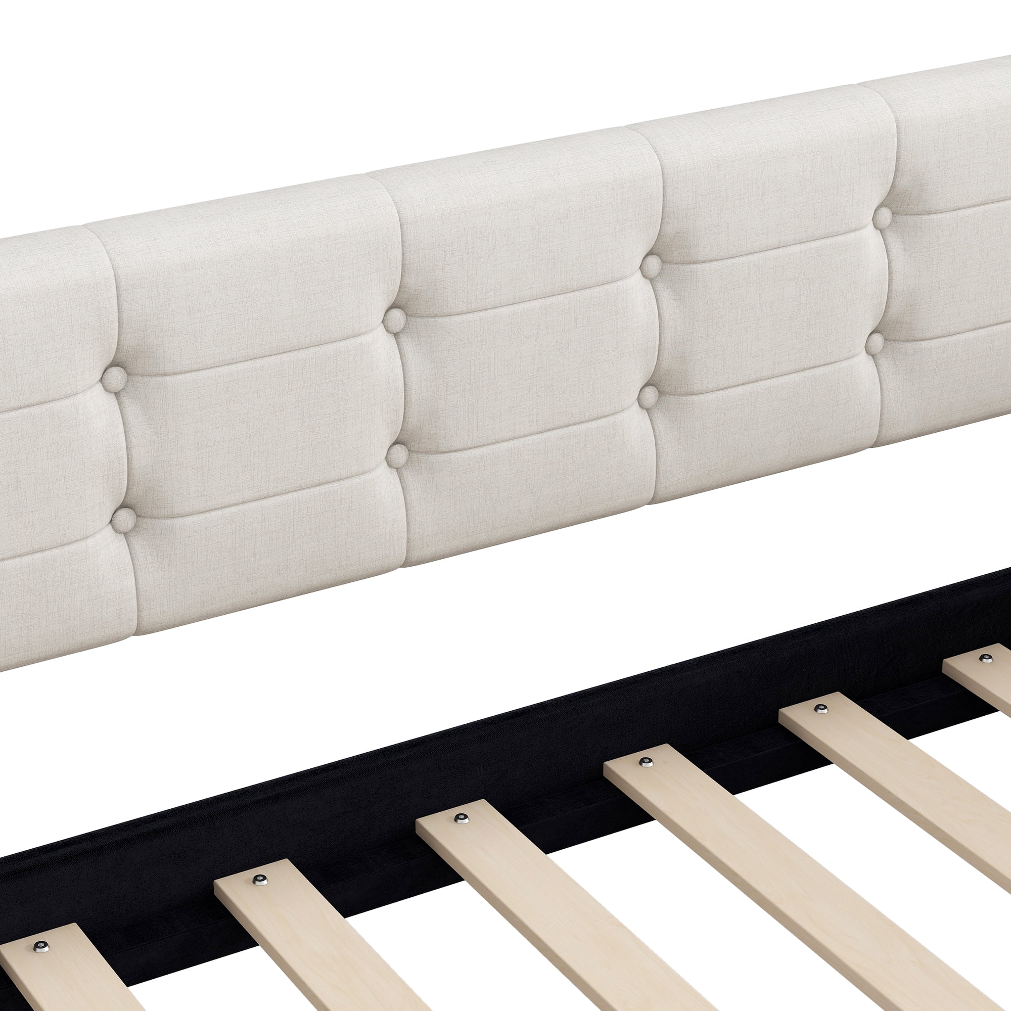 Euroco Upholstered Queen Size Daybed, Linen Sofa Bed, White