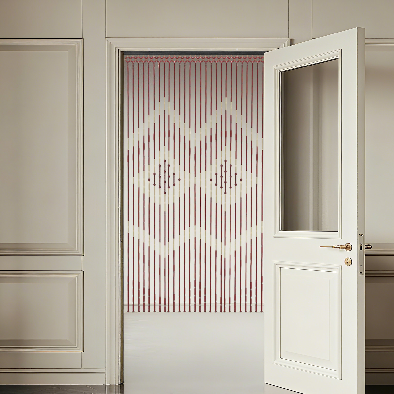 Natural Wood Bamboo Beaded Curtain for Doorway Room Divider 27 Strands