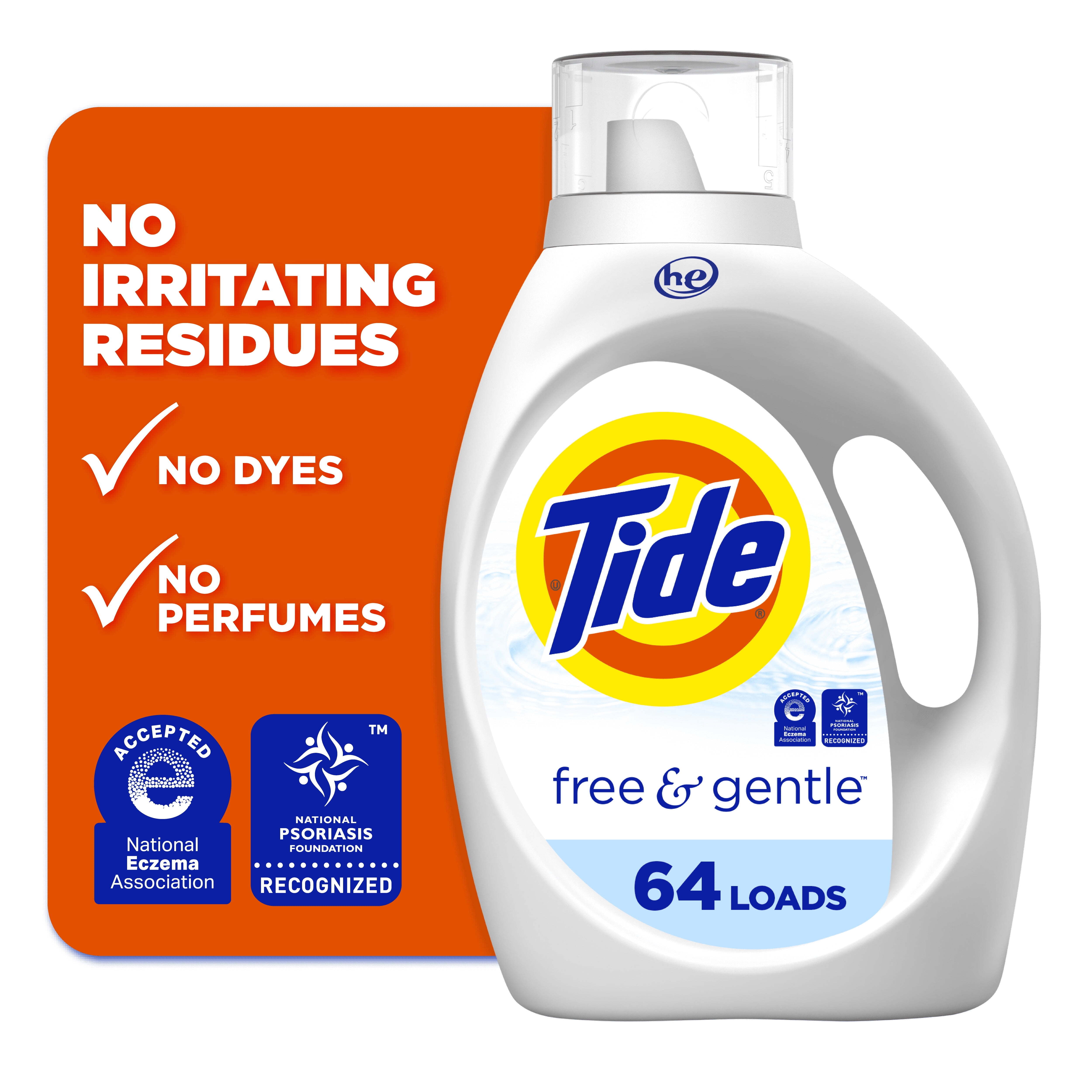 Tide Free & Gentle Laundry Detergent Liquid, 84 fl oz, 64 loads