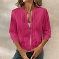 thumbnail image 2 of Miluxas Womens Long Sleeve Knitted Zip up Sweater Cardigans Solid Casual Lightweight Zipper Sweatshirts Jacket Hot Pink XXL(XXL), 2 of 9