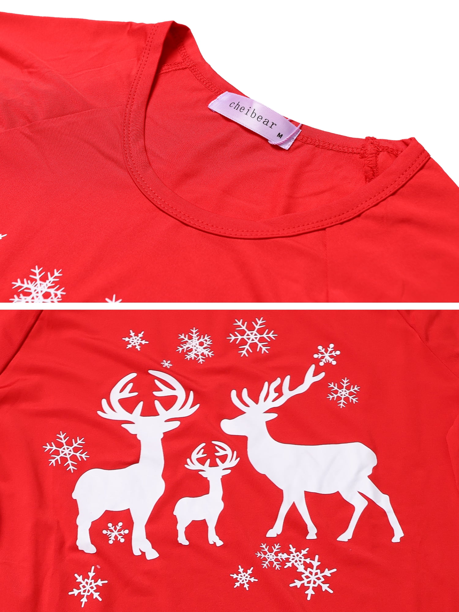 Unique Bargains Women's Christmas Deer Tee and Deer Pants Family Pajama Sleepwear Sets