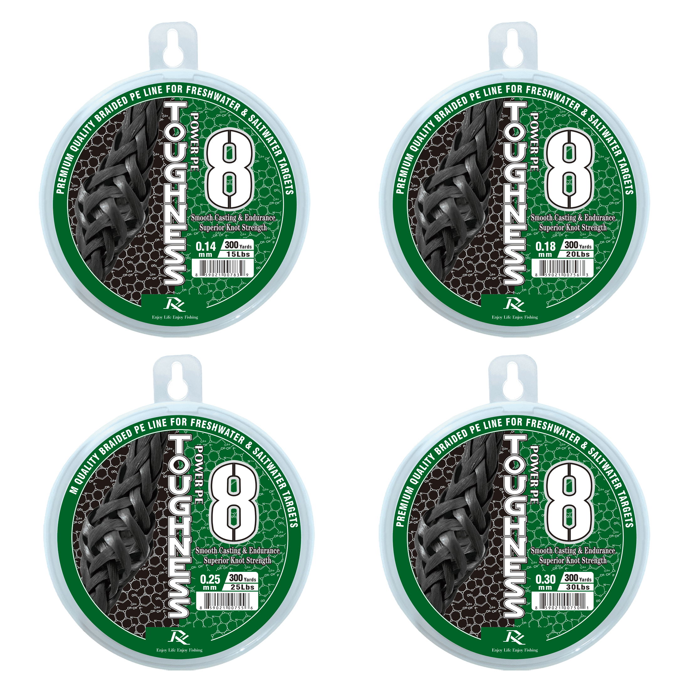 Ray Fishing Toughness 8 Strands Braided Fishing Line - CAST FURTHER & LASTS LONGER – Greater abrasion resistance – Strong knot strength – Smaller Diameter – Fresh and salty (Moss Green, 0.18mm-20Lbs)