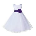 thumbnail image 2 of Ekidsbridal Girl Bridesmiad Flower Girl Dress - White Satin Tulle with Tiebow 829T-A (Size: S-12), 2 of 3