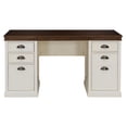 thumbnail image 2 of Sunjoy 58’’ Richland Double Pedestal Desk, Home Office Computer Desk Work Station with Charging Station ,Four Drawers and One Cabinet, 2 of 11