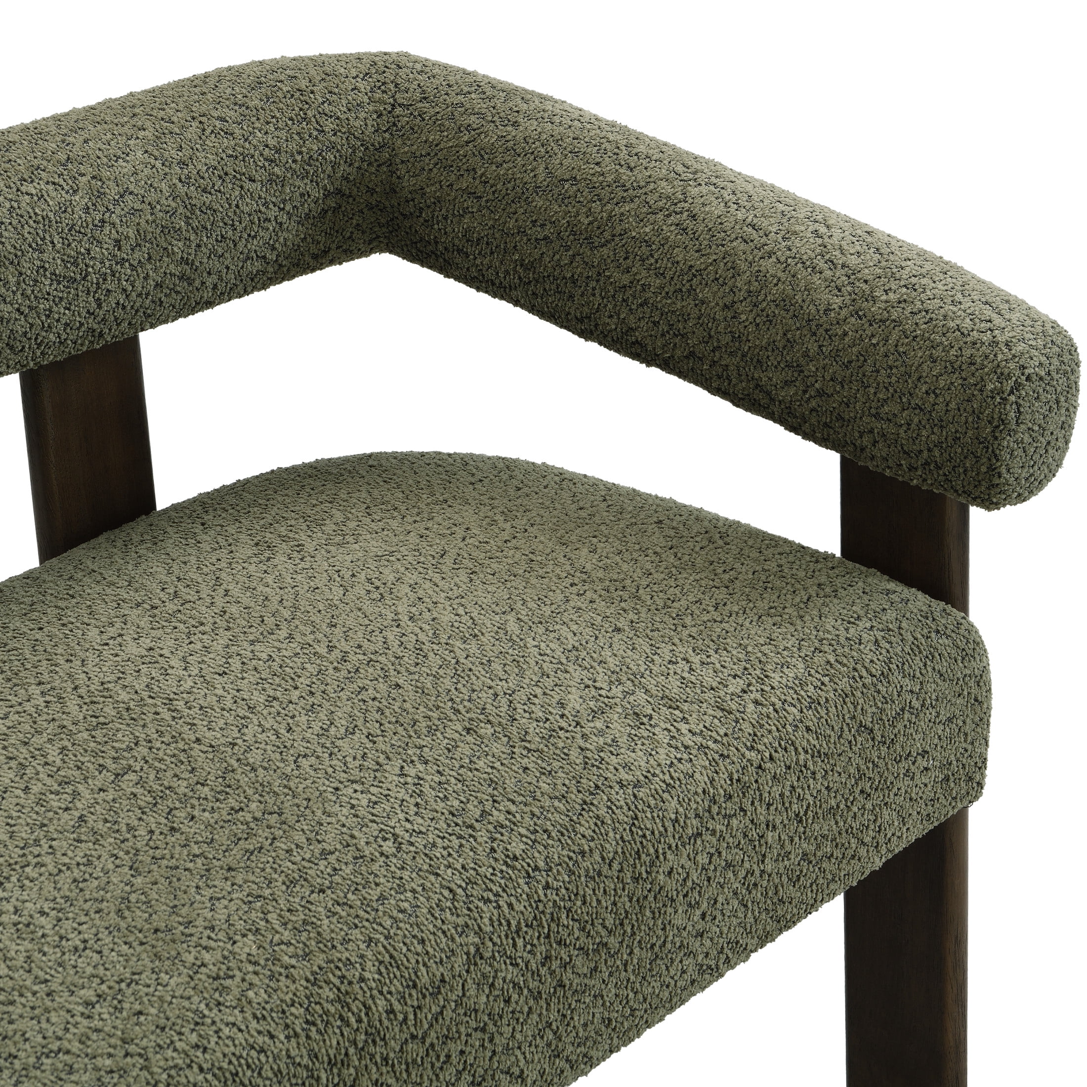 Knox Modern Boucle Upholstered Loveseat, Round Armchair with Solid Wood Base, Green