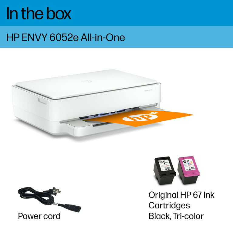 Styre stole Hensigt HP ENVY 6052e All-in-One Wireless Color Inkjet Printer with 3 Months  Instant Ink Included with HP+ - Walmart.com
