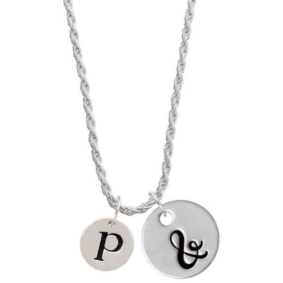 Delight Jewelry Silvertone Disc 1/2'' Initial - p - Silvertone Script Initial Disc - & - Charm Necklace, 20"+3"
