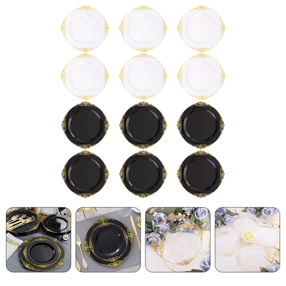 LABSERRON Occasions Plastic Plates Gold Plastic 12-Pcs