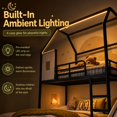 thumbnail image 5 of DTTRA Twin over Full Playhouse Metal Bunk Bed with Slide, Ladder, LED Light & Storage Cabinet, Black, 5 of 9