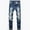 Blue, variant on Tejiojio Men's and Big Men's Relaxed Fit Men's High-end Stretch Nostalgic Frayed Slim-fit Jeans