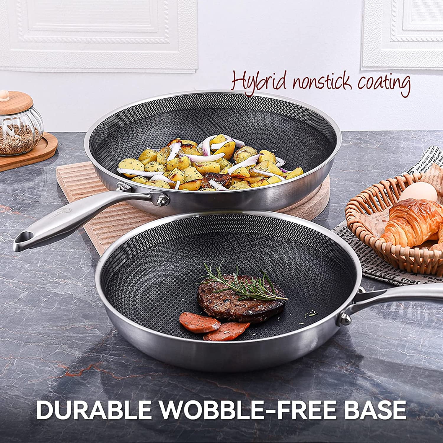 HexClad 10 inch Hybrid Stainless Steel Frying Pan, Nonstick
