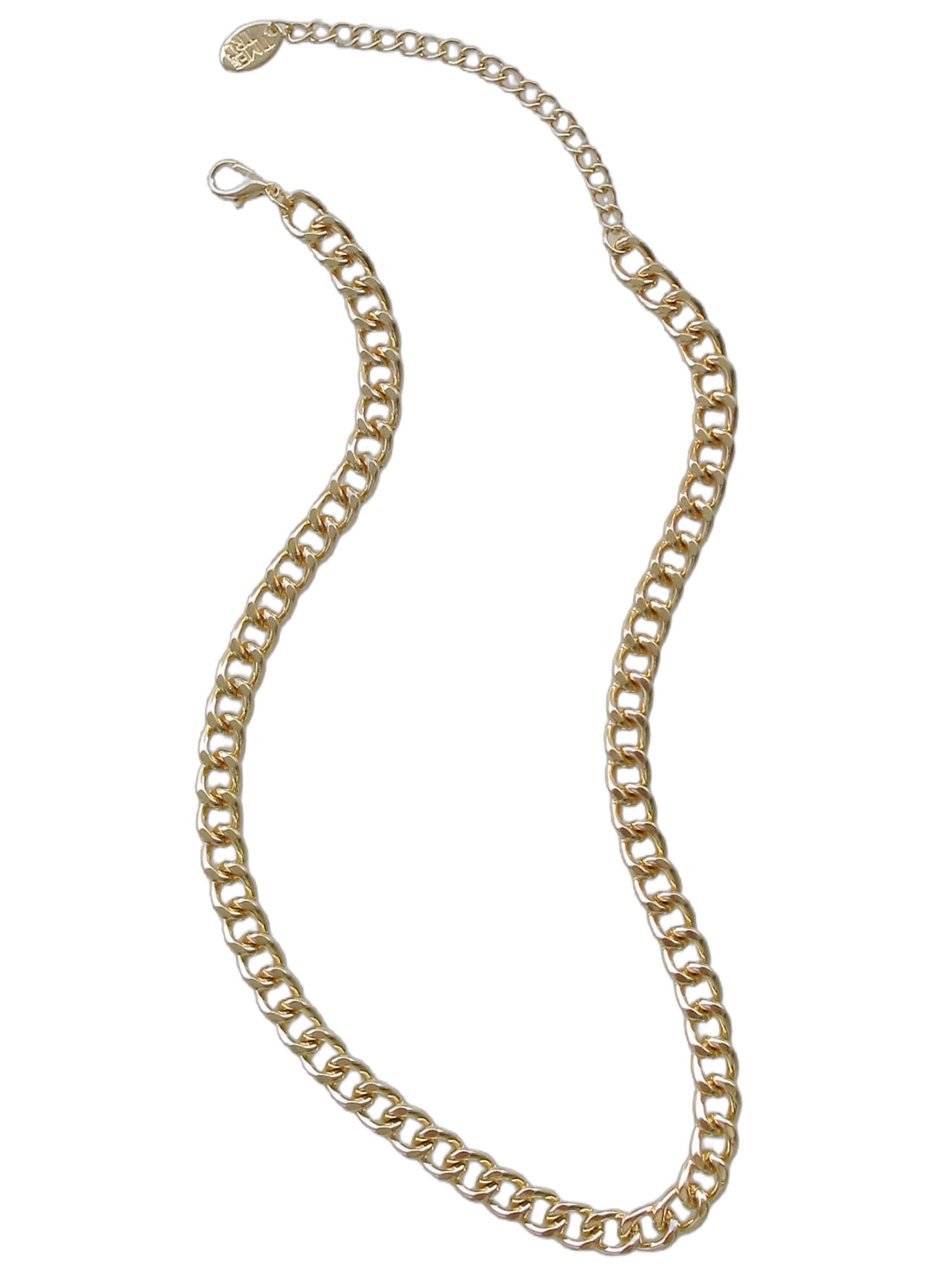 Time and Tru Women's Gold Tone Chunky Curb Chain Necklace 17" with Extender