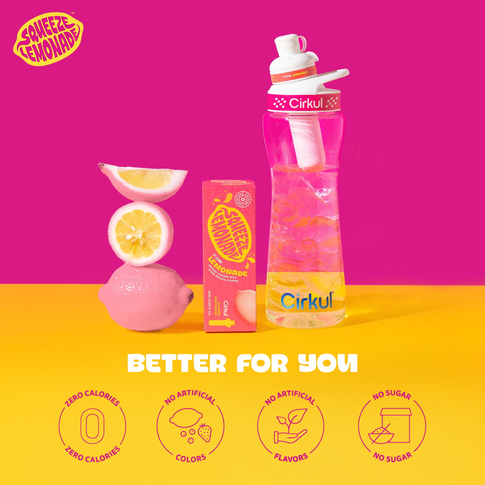 Cirkul Squeeze Pink Lemonade, Flavor Cartridge, Drink Mix, 1-Pack, Size: 20 ml