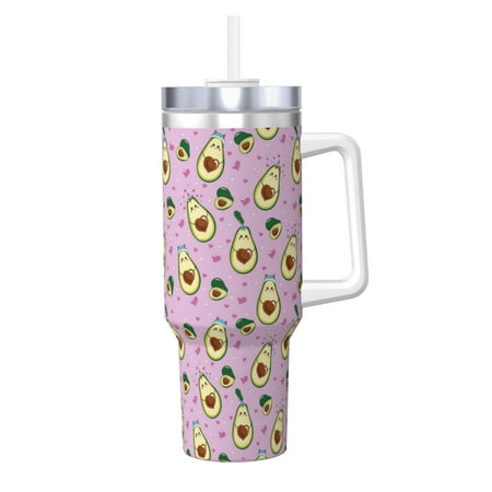 

Zeuib Different Avocados Printed Insulated Stainless Steel Hot/Cold Coffee Cup 40oz Ice Bully With Handle Tumbler with Straw and Handle Insulated Water Bottle Travel Mug Cup