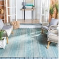 thumbnail image 3 of SAFAVIEH Courtyard Robert Striped Indoor/Outdoor Area Rug, 6'7" x 6'7" Square, Light Grey/Aqua, 3 of 11