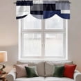 thumbnail image 4 of Blue Grey Patchwork Tie Up Window Valance Abstract Retro Geometric Art Tie-up Valance for Kitchen Windows Adjustable Small Curtain Balloon Shades for Kitchen Bathroom Cafe 42x18inch, 4 of 9