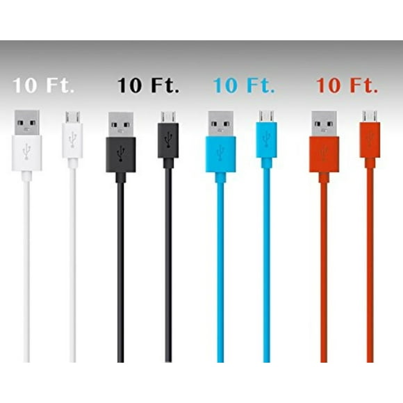 GRD Mirco USB Cable 10ft Charging & sync for Android Phones, TV Remote Controller, VR Headset, and Camera