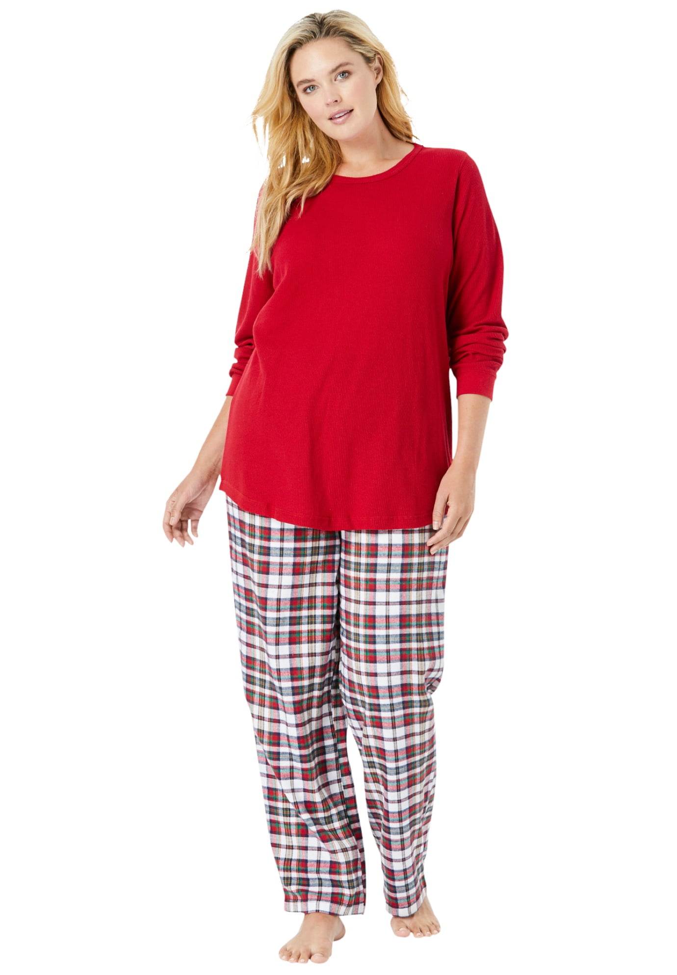 Only Necessities Women's Plus Size Thermal Pj Set Pajamas