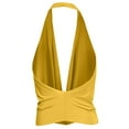 thumbnail image 3 of J. METHOD Women's Sleeveless Halter Neck Lightweight Low Cut Deep V Neck Sexy Draped Backless Top Blouse NEWT07 Mustard S, 3 of 6